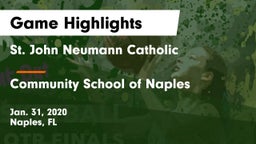 St. John Neumann Catholic  vs Community School of Naples Game Highlights - Jan. 31, 2020