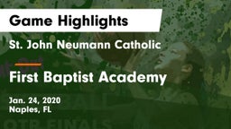 St. John Neumann Catholic  vs First Baptist Academy  Game Highlights - Jan. 24, 2020
