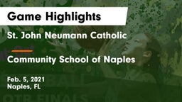 St. John Neumann Catholic  vs Community School of Naples Game Highlights - Feb. 5, 2021