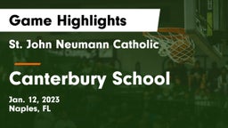 St. John Neumann Catholic  vs Canterbury School Game Highlights - Jan. 12, 2023