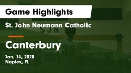 St. John Neumann Catholic  vs Canterbury Game Highlights - Jan. 14, 2020