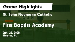 St. John Neumann Catholic  vs First Baptist Academy Game Highlights - Jan. 25, 2020