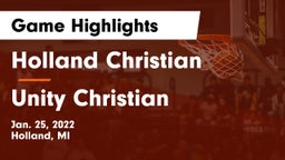 Holland Christian vs Unity Christian  Game Highlights - Jan. 25, 2022