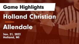 Holland Christian vs Allendale  Game Highlights - Jan. 21, 2022