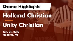 Holland Christian vs Unity Christian  Game Highlights - Jan. 25, 2022