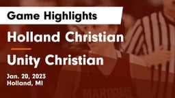 Holland Christian vs Unity Christian  Game Highlights - Jan. 20, 2023