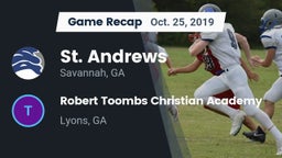 Recap: St. Andrews  vs. Robert Toombs Christian Academy  2019