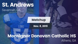 Matchup: St. Andrew's High vs. Monsignor Donovan Catholic HS 2019