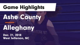 Ashe County  vs Alleghany  Game Highlights - Dec. 21, 2018