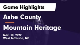 Ashe County  vs Mountain Heritage  Game Highlights - Nov. 18, 2022