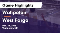 Wahpeton  vs West Fargo  Game Highlights - Dec. 11, 2018