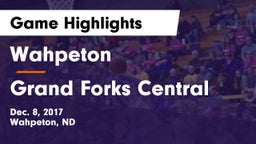 Wahpeton  vs Grand Forks Central  Game Highlights - Dec. 8, 2017