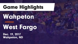 Wahpeton  vs West Fargo  Game Highlights - Dec. 19, 2017