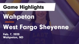 Wahpeton  vs West Fargo Sheyenne  Game Highlights - Feb. 7, 2020