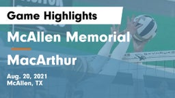 McAllen Memorial  vs MacArthur  Game Highlights - Aug. 20, 2021