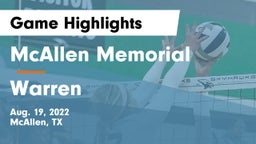 McAllen Memorial  vs Warren  Game Highlights - Aug. 19, 2022