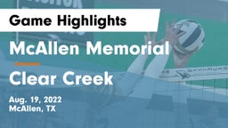McAllen Memorial  vs Clear Creek  Game Highlights - Aug. 19, 2022