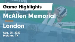 McAllen Memorial  vs London  Game Highlights - Aug. 25, 2022