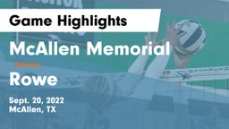 McAllen Memorial  vs Rowe  Game Highlights - Sept. 20, 2022