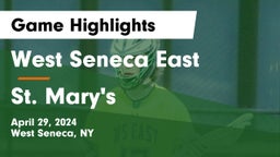 West Seneca East  vs St. Mary's  Game Highlights - April 29, 2024