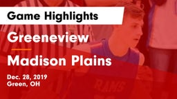 Greeneview  vs Madison Plains  Game Highlights - Dec. 28, 2019