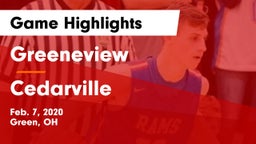 Greeneview  vs Cedarville  Game Highlights - Feb. 7, 2020