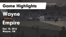 Wayne  vs Empire  Game Highlights - Dec 10, 2016