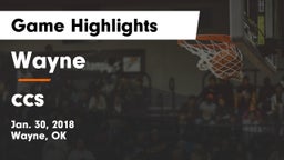 Wayne  vs ccs Game Highlights - Jan. 30, 2018