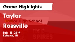 Taylor  vs Rossville  Game Highlights - Feb. 15, 2019