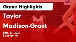 Taylor  vs Madison-Grant  Game Highlights - Feb. 22, 2020