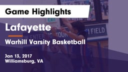 Lafayette  vs Warhill Varsity Basketball Game Highlights - Jan 13, 2017