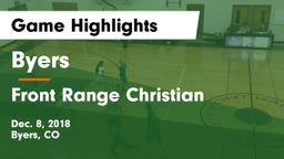 Byers  vs Front Range Christian  Game Highlights - Dec. 8, 2018