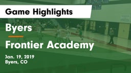 Byers  vs Frontier Academy  Game Highlights - Jan. 19, 2019