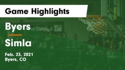 Byers  vs Simla  Game Highlights - Feb. 23, 2021
