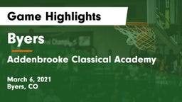 Byers  vs Addenbrooke Classical Academy Game Highlights - March 6, 2021