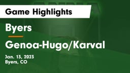 Byers  vs Genoa-Hugo/Karval  Game Highlights - Jan. 13, 2023