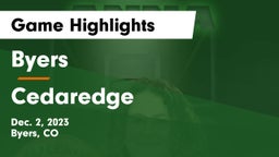 Byers  vs Cedaredge Game Highlights - Dec. 2, 2023