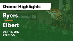 Byers  vs Elbert Game Highlights - Dec. 16, 2017