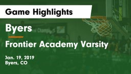 Byers  vs Frontier Academy Varsity Game Highlights - Jan. 19, 2019