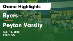 Byers  vs Peyton Varsity Game Highlights - Feb. 12, 2019