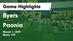 Byers  vs Paonia  Game Highlights - March 1, 2019