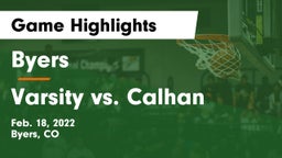 Byers  vs Varsity vs. Calhan Game Highlights - Feb. 18, 2022