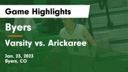Byers  vs Varsity vs. Arickaree Game Highlights - Jan. 23, 2023
