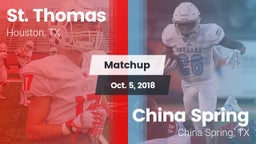Matchup: St. Thomas High vs. China Spring  2018