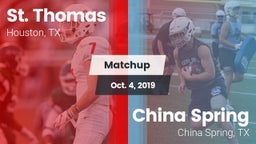 Matchup: St. Thomas High vs. China Spring  2019