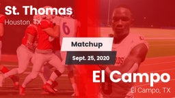 Matchup: St. Thomas High vs. El Campo  2020