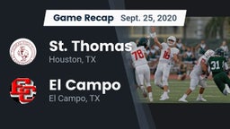 Recap: St. Thomas  vs. El Campo  2020