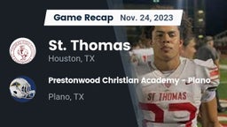Recap: St. Thomas  vs. Prestonwood Christian Academy - Plano 2023