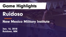 Ruidoso  vs New Mexico Military Institute Game Highlights - Jan. 16, 2018