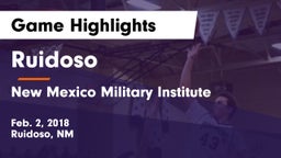 Ruidoso  vs New Mexico Military Institute Game Highlights - Feb. 2, 2018